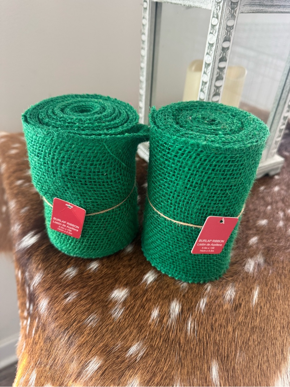 Green Burlap Ribbon Roll - Home Holiday Decor